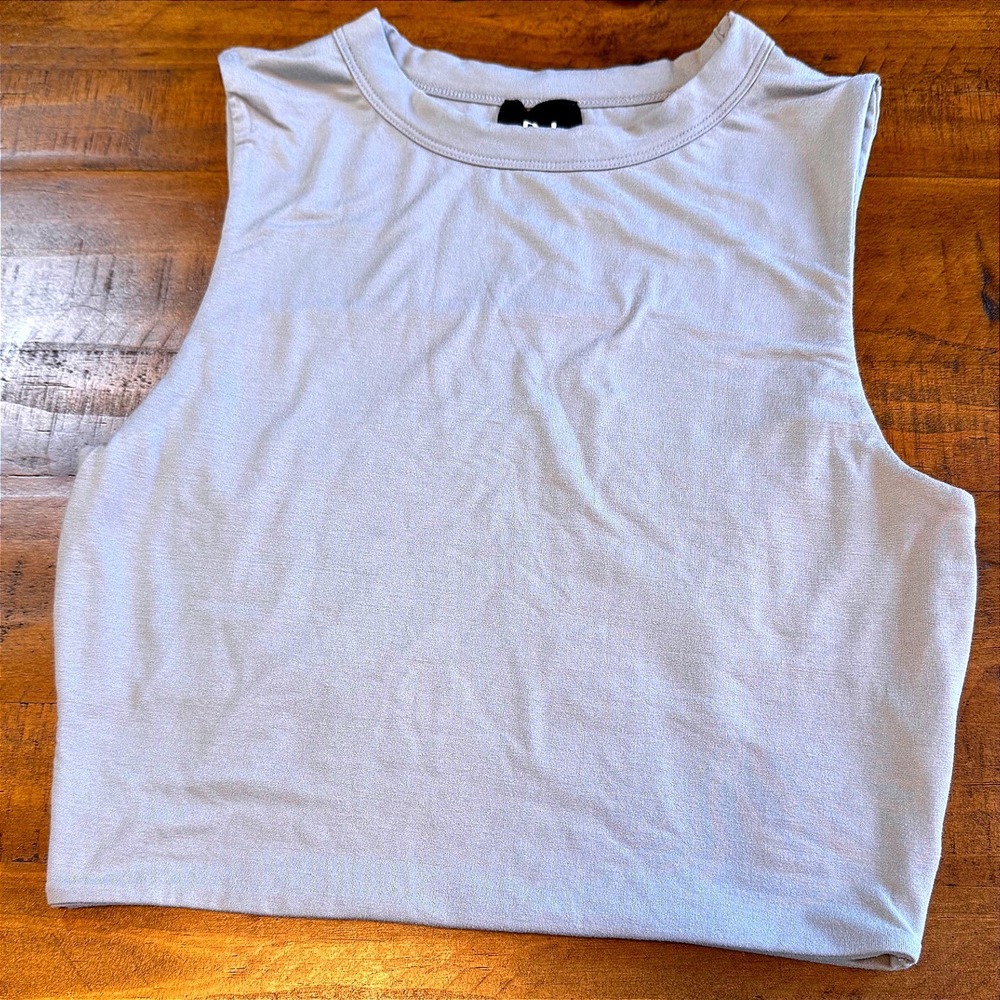 Naked Wardrobe Crop Tank Top M Gray Jersey Minimalist Sleeveless Chic